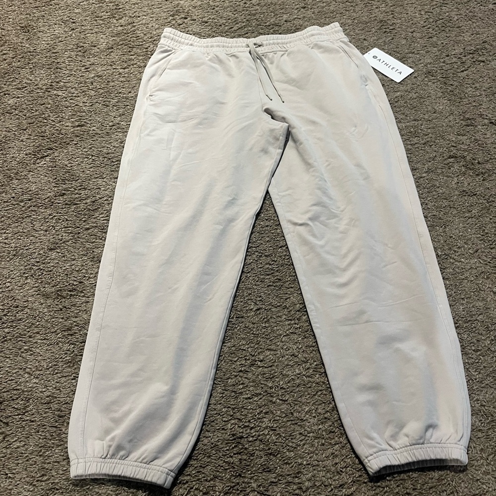 NWT Athleta Retroterry Mid Rise Jogger Abalone Grey Large - Picture 3 of 11